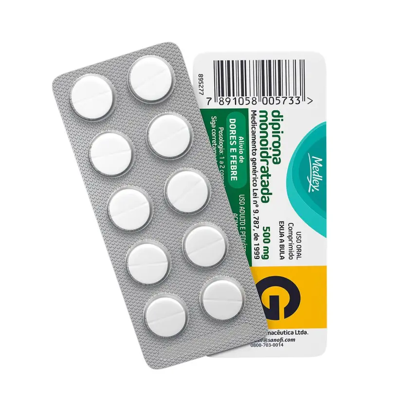 Dipirona Monoidratada 500mg caixa 10 comprimidos Medley Genérico