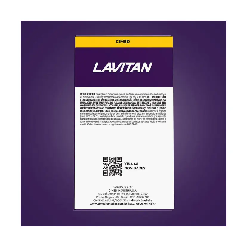 Suplemento Alimentar Lavitan Melatonina Morango com 90 Comprimidos